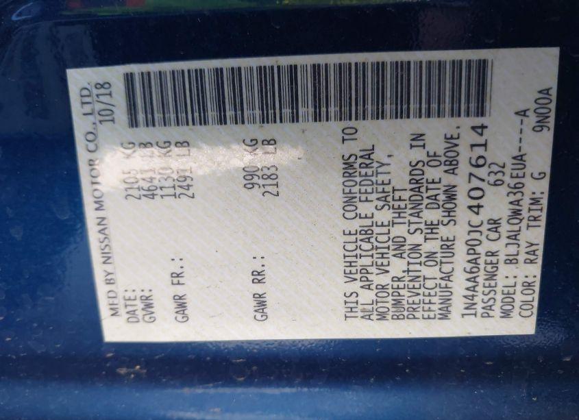 Photo 9 of 2018 Nissan Maxima 3.5 S (VIN 1N4AA6AP0JC407614)