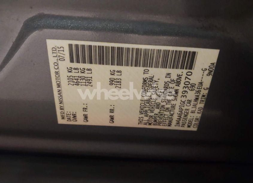 Photo 9 of 2016 Nissan Maxima 3.5 PLATINUM (VIN 1N4AA6AP1GC393070)