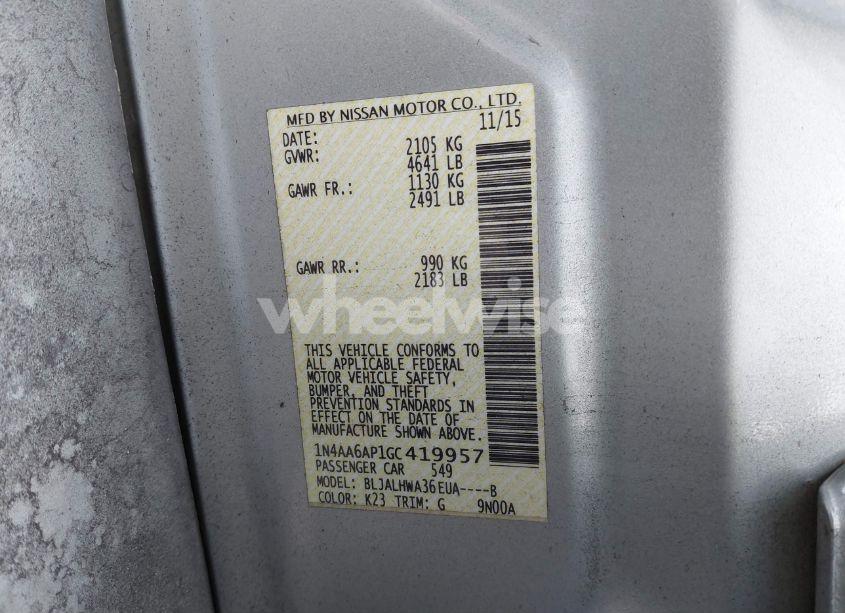 Photo 9 of 2016 Nissan Maxima 3.5 PLATINUM (VIN 1N4AA6AP1GC419957)