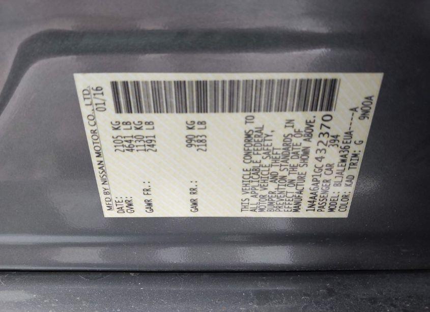 Photo 9 of 2016 Nissan Maxima 3.5 SL (VIN 1N4AA6AP1GC432370)