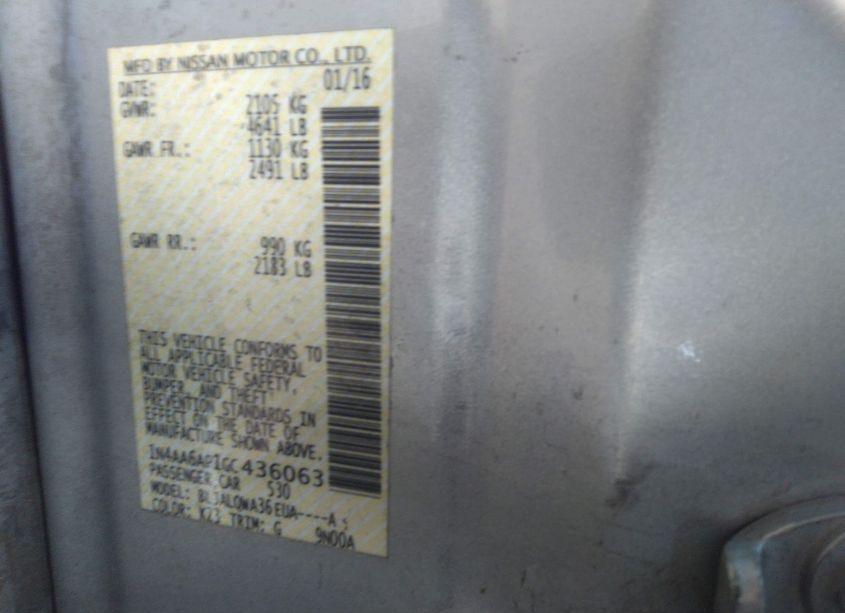 Photo 9 of 2016 Nissan Maxima 3.5 S (VIN 1N4AA6AP1GC436063)