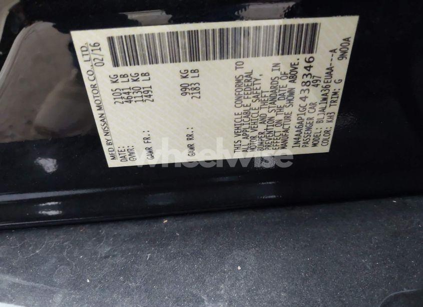 Photo 9 of 2016 Nissan Maxima 3.5 SR (VIN 1N4AA6AP1GC438346)