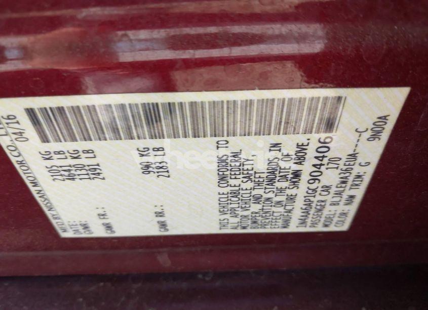 Photo 9 of 2016 Nissan Maxima 3.5 SL (VIN 1N4AA6AP1GC904406)