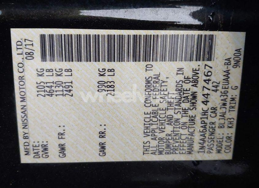 Photo 9 of 2017 Nissan Maxima 3.5 SV (VIN 1N4AA6AP1HC447467)