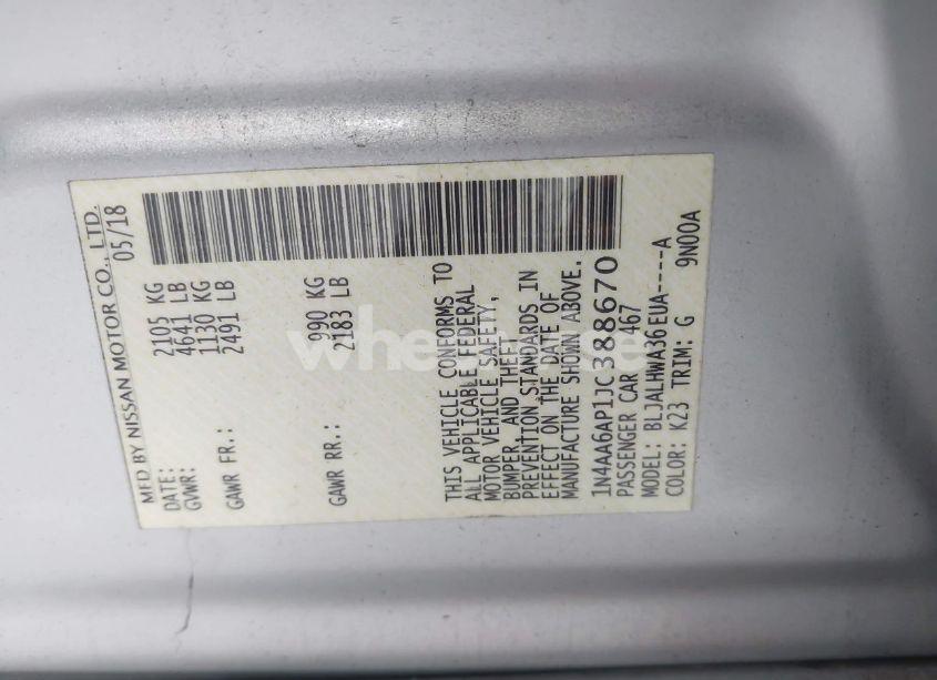 Photo 9 of 2018 Nissan Maxima 3.5 PLATINUM (VIN 1N4AA6AP1JC388670)