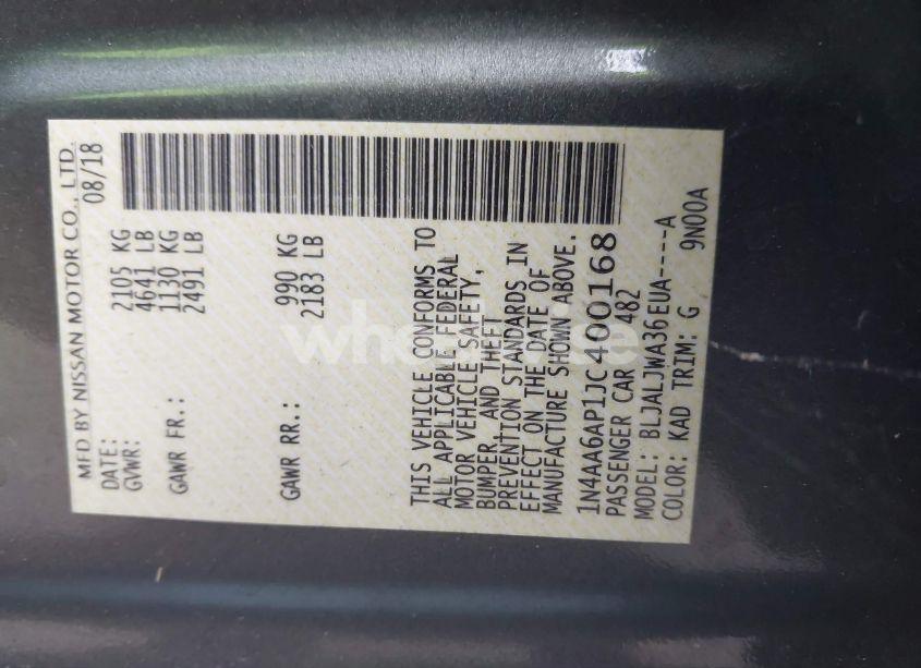 Photo 9 of 2018 Nissan Maxima 3.5 SV (VIN 1N4AA6AP1JC400168)