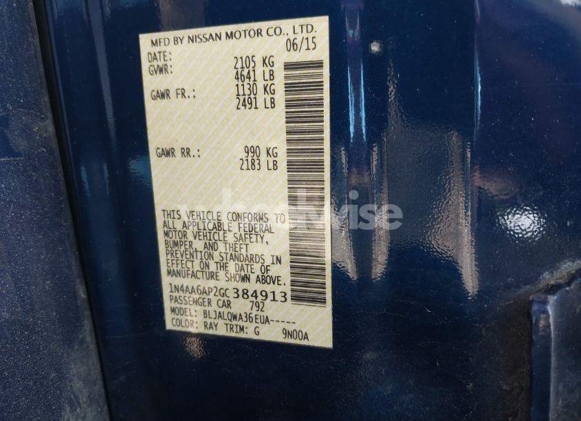 Photo 9 of 2016 Nissan Maxima 3.5 S (VIN 1N4AA6AP2GC384913)