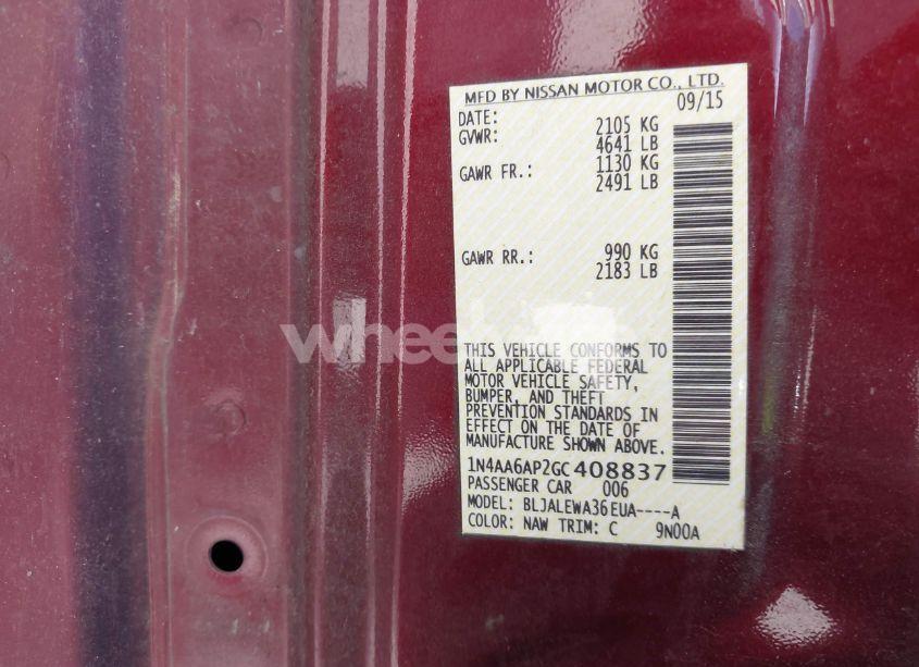 Photo 9 of 2016 Nissan Maxima 3.5 SL (VIN 1N4AA6AP2GC408837)