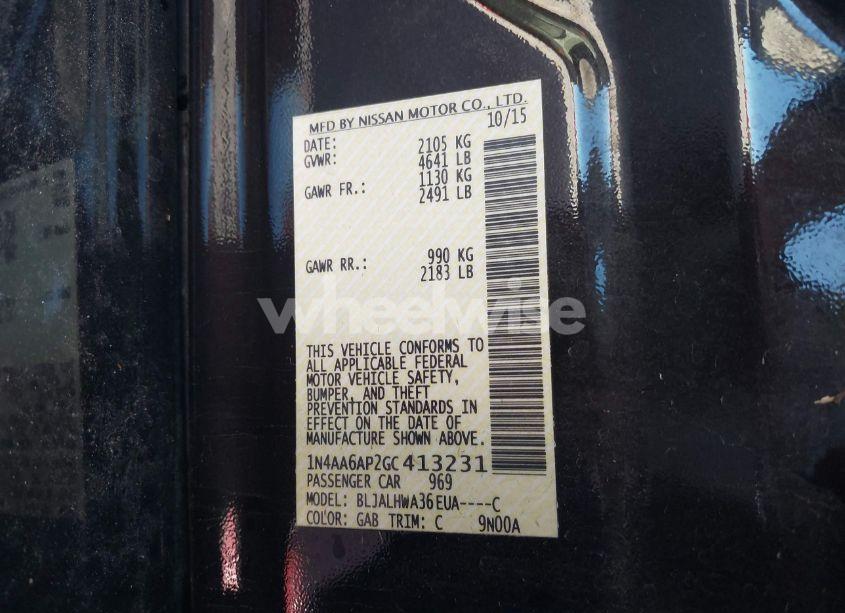 Photo 9 of 2016 Nissan Maxima 3.5 PLATINUM (VIN 1N4AA6AP2GC413231)