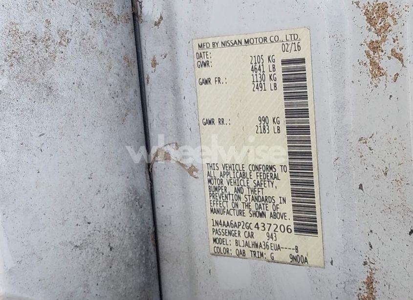 Photo 9 of 2016 Nissan Maxima 3.5 PLATINUM (VIN 1N4AA6AP2GC437206)