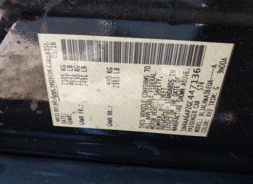 Photo 9 of 2016 Nissan Maxima 3.5 PLATINUM (VIN 1N4AA6AP2GC447136)