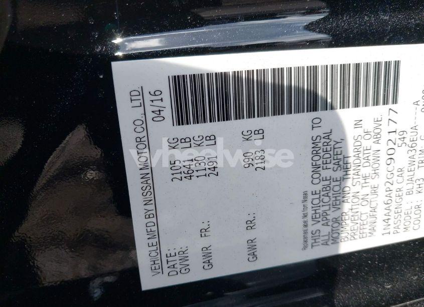 Photo 9 of 2016 Nissan Maxima 3.5 SL (VIN 1N4AA6AP2GC902177)