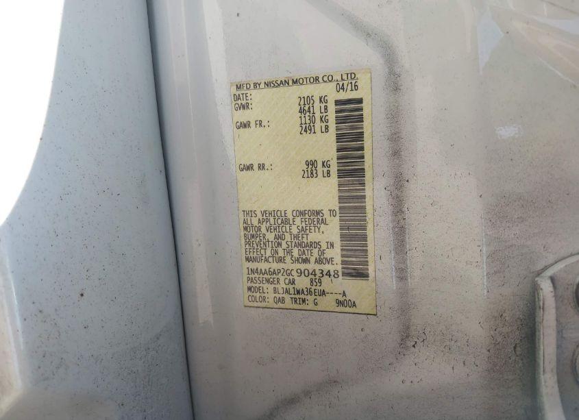 Photo 9 of 2016 Nissan Maxima 3.5 SR (VIN 1N4AA6AP2GC904348)