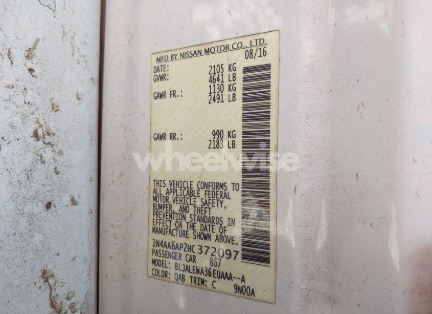 Photo 9 of 2017 Nissan Maxima 3.5 SL (VIN 1N4AA6AP2HC372097)