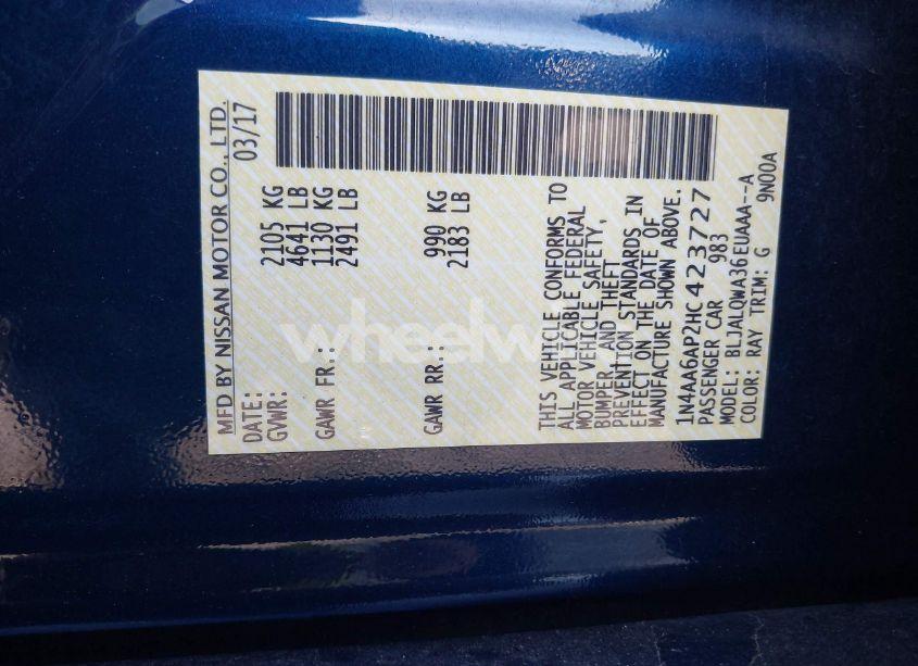 Photo 9 of 2017 Nissan Maxima 3.5 S (VIN 1N4AA6AP2HC423727)