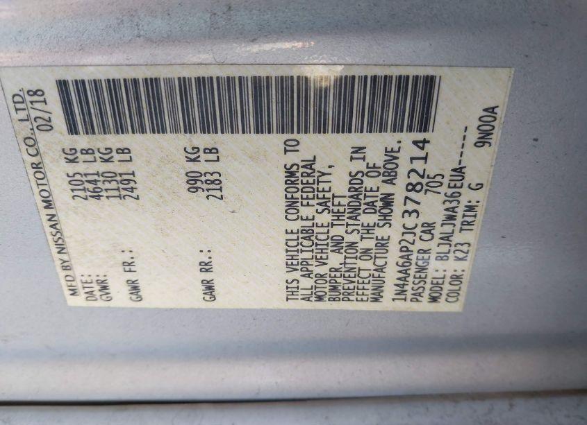 Photo 9 of 2018 Nissan Maxima 3.5 PLATINUM/3.5 S/3.5 SL/3.5 SR/3.5 SV (VIN 1N4AA6AP2JC378214)