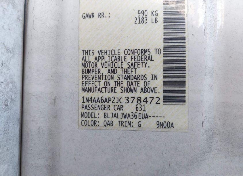 Photo 9 of 2018 Nissan Maxima 3.5 SV (VIN 1N4AA6AP2JC378472)