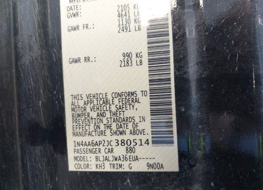 Photo 9 of 2018 Nissan Maxima 3.5 SV (VIN 1N4AA6AP2JC380514)