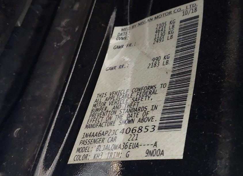 Photo 9 of 2018 Nissan Maxima 3.5 S (VIN 1N4AA6AP2JC406853)