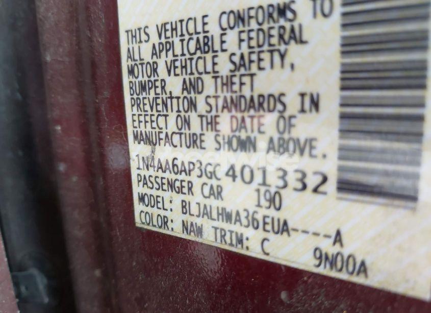 Photo 9 of 2016 Nissan Maxima 3.5 PLATINUM (VIN 1N4AA6AP3GC401332)