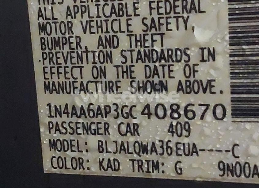 Photo 9 of 2016 Nissan Maxima 3.5 S (VIN 1N4AA6AP3GC408670)