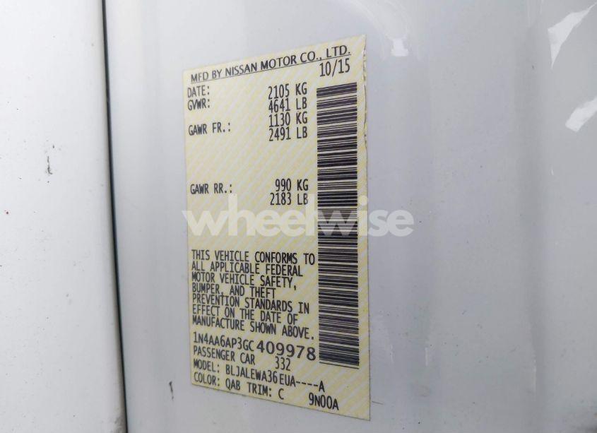 Photo 9 of 2016 Nissan Maxima 3.5 SL (VIN 1N4AA6AP3GC409978)