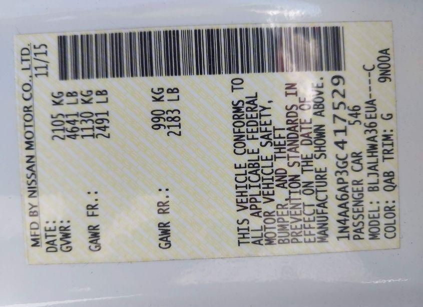 Photo 9 of 2016 Nissan Maxima 3.5 PLATINUM (VIN 1N4AA6AP3GC417529)