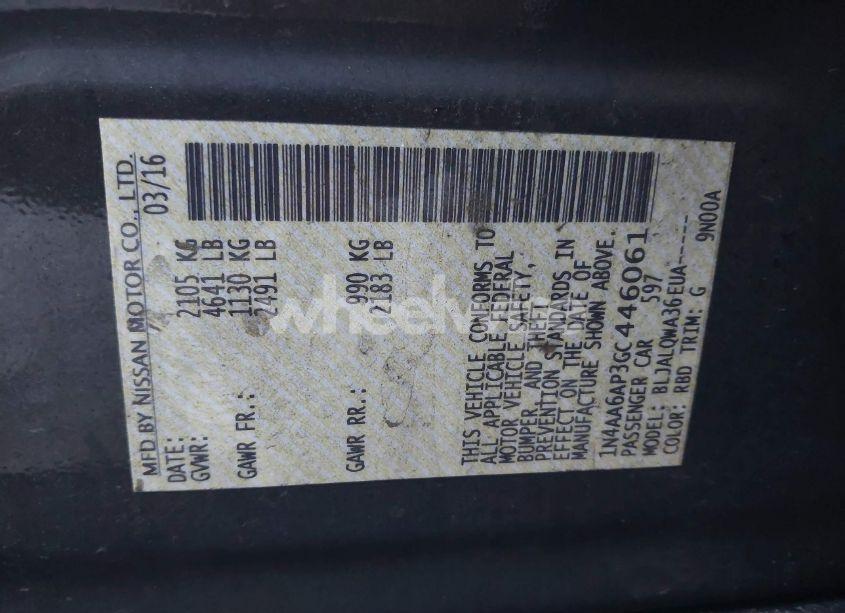 Photo 9 of 2016 Nissan Maxima 3.5 S (VIN 1N4AA6AP3GC446061)