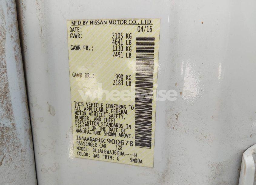 Photo 9 of 2016 Nissan Maxima 3.5 SL (VIN 1N4AA6AP3GC900678)