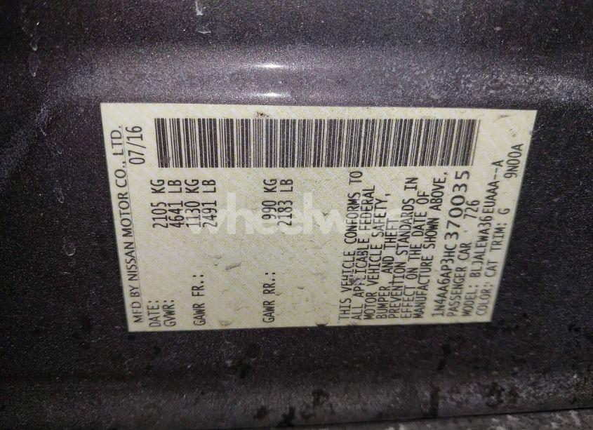 Photo 9 of 2017 Nissan Maxima 3.5 SL (VIN 1N4AA6AP3HC370035)