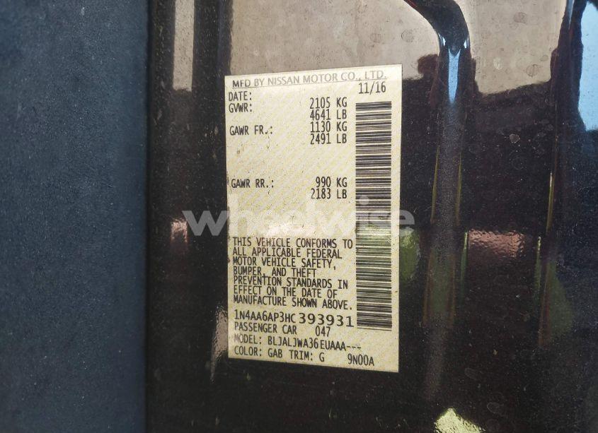 Photo 9 of 2017 Nissan Maxima 3.5 SV (VIN 1N4AA6AP3HC393931)