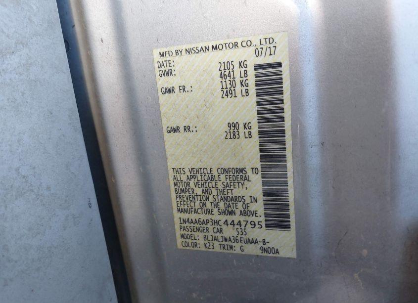 Photo 9 of 2017 Nissan Maxima 3.5 SV (VIN 1N4AA6AP3HC444795)