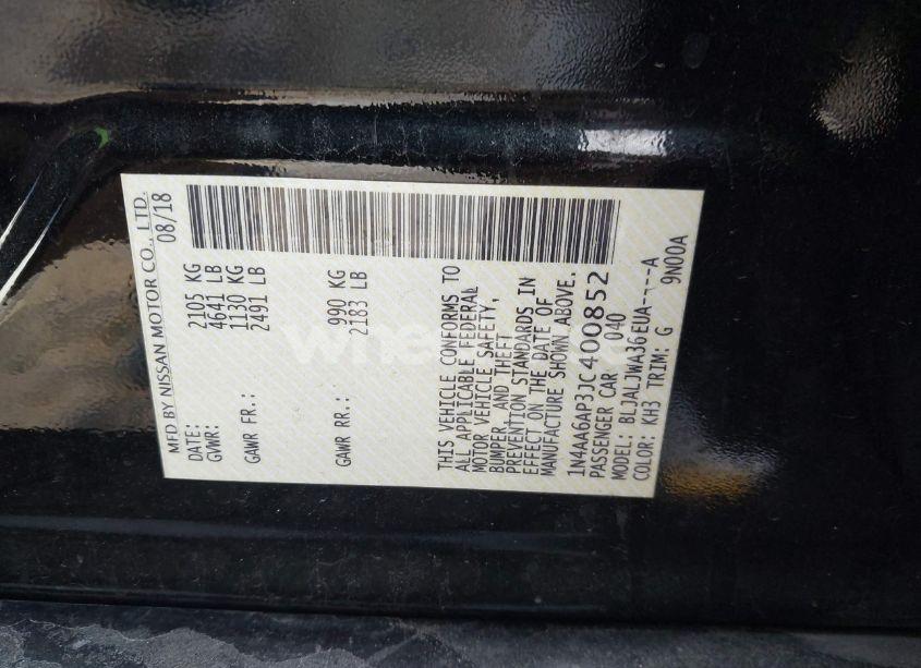 Photo 9 of 2018 Nissan Maxima 3.5 SV (VIN 1N4AA6AP3JC400852)