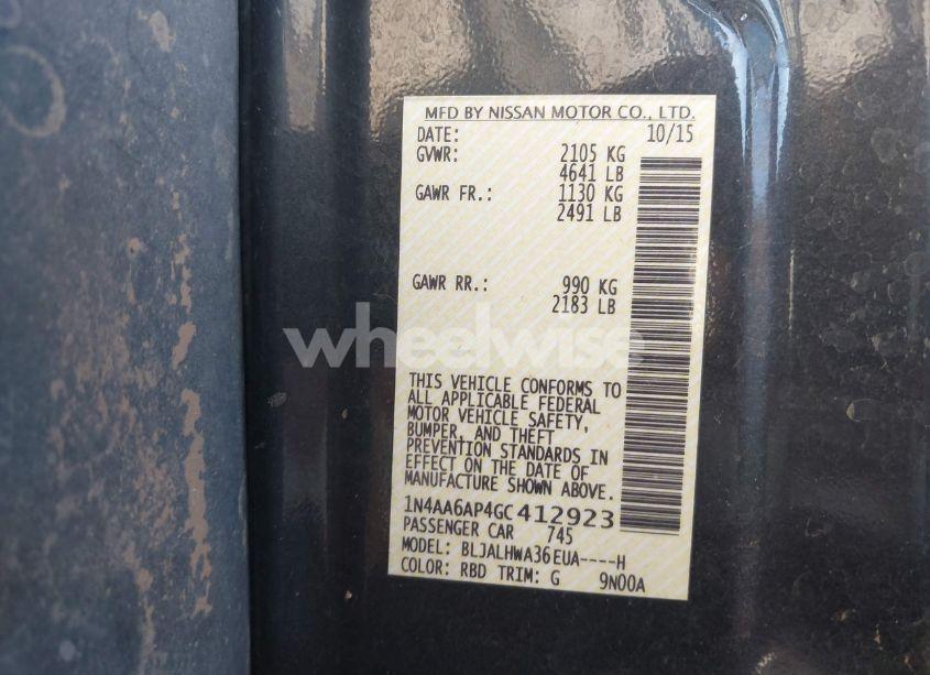 Photo 9 of 2016 Nissan Maxima 3.5 PLATINUM (VIN 1N4AA6AP4GC412923)