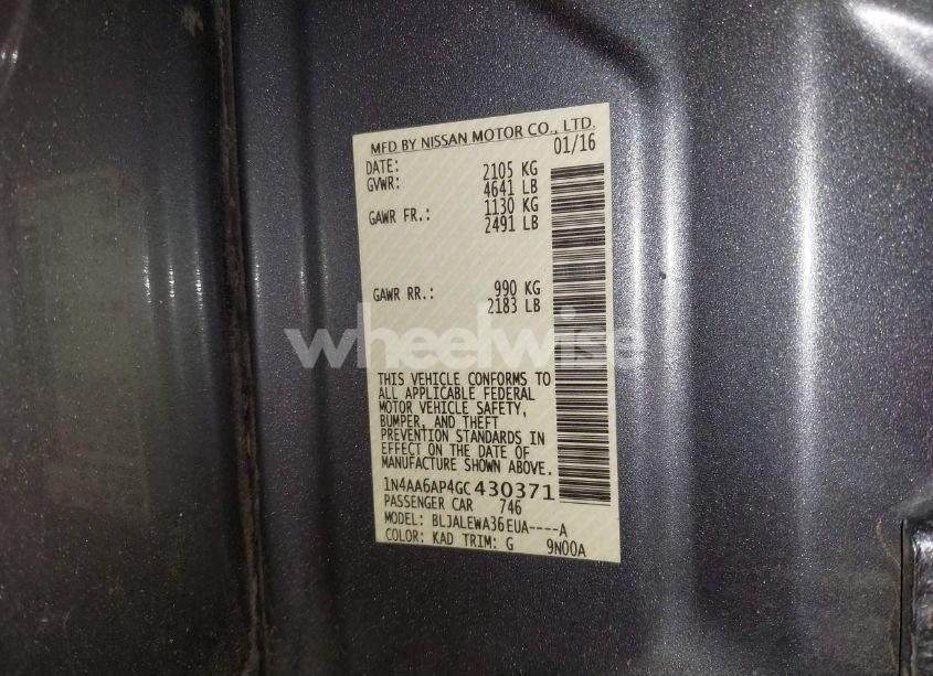 Photo 9 of 2016 Nissan Maxima 3.5 SL (VIN 1N4AA6AP4GC430371)