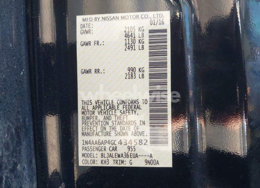 Photo 9 of 2016 Nissan Maxima 3.5 SL (VIN 1N4AA6AP4GC434582)