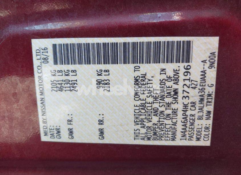 Photo 9 of 2017 Nissan Maxima 3.5 PLATINUM (VIN 1N4AA6AP4HC372196)