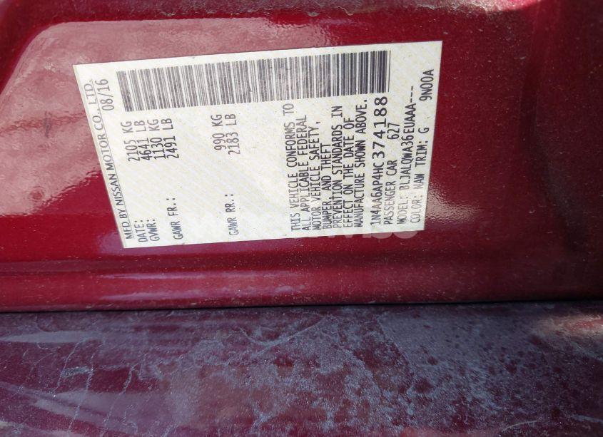 Photo 9 of 2017 Nissan Maxima 3.5 PLATINUM/3.5 S/3.5 SL/3.5 SR/3.5 SV (VIN 1N4AA6AP4HC374188)