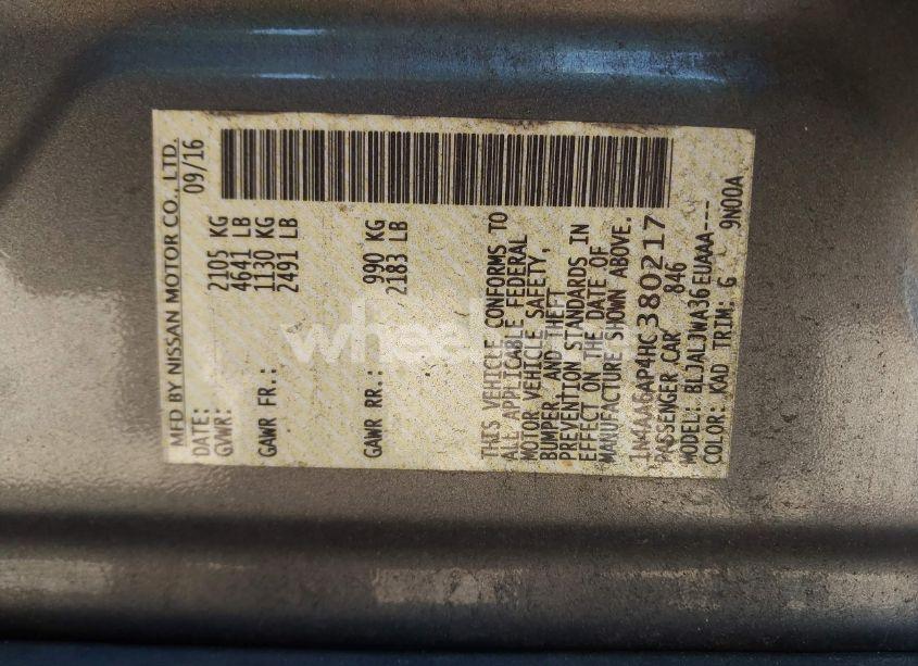 Photo 9 of 2017 Nissan Maxima 3.5 PLATINUM/3.5 S/3.5 SL/3.5 SR/3.5 SV (VIN 1N4AA6AP4HC380217)