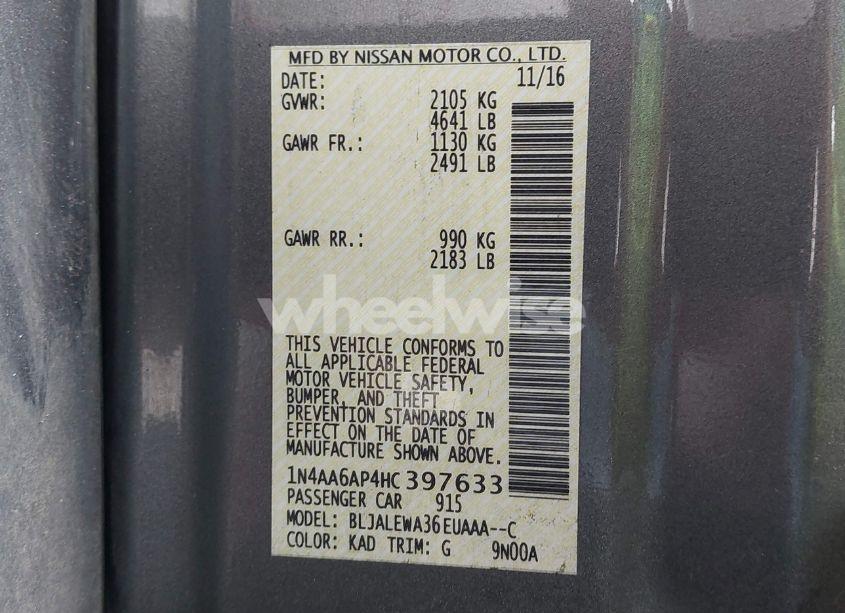 Photo 9 of 2017 Nissan Maxima 3.5 SL (VIN 1N4AA6AP4HC397633)