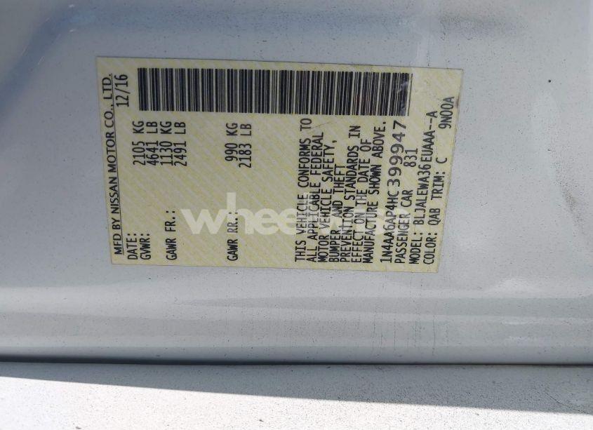 Photo 9 of 2017 Nissan Maxima 3.5 SL (VIN 1N4AA6AP4HC399947)