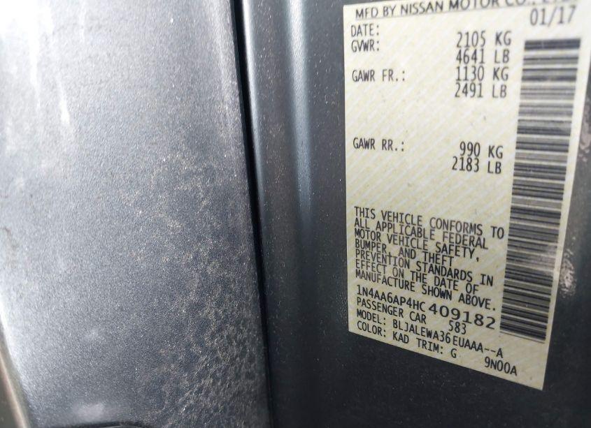 Photo 9 of 2017 Nissan Maxima 3.5 SL (VIN 1N4AA6AP4HC409182)