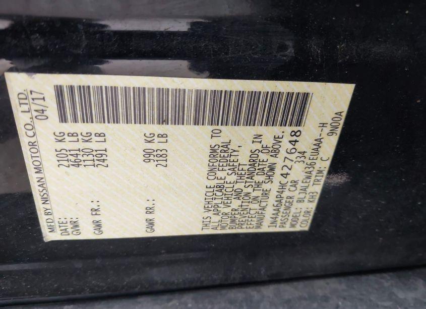 Photo 9 of 2017 Nissan Maxima 3.5 SL (VIN 1N4AA6AP4HC427648)