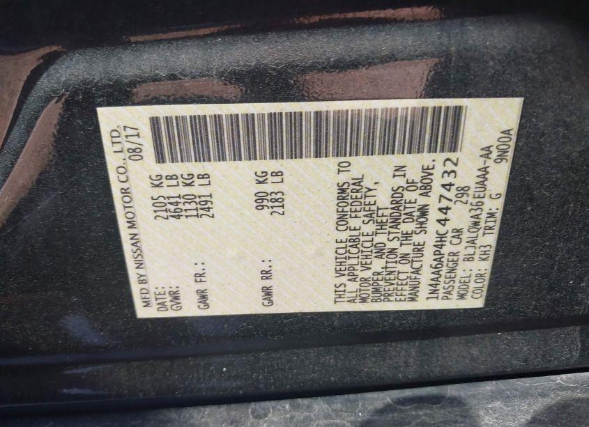 Photo 9 of 2017 Nissan Maxima 3.5 S (VIN 1N4AA6AP4HC447432)