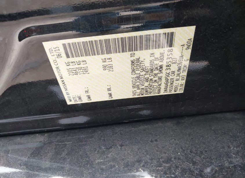 Photo 9 of 2016 Nissan Maxima 3.5 PLATINUM (VIN 1N4AA6AP5GC385358)