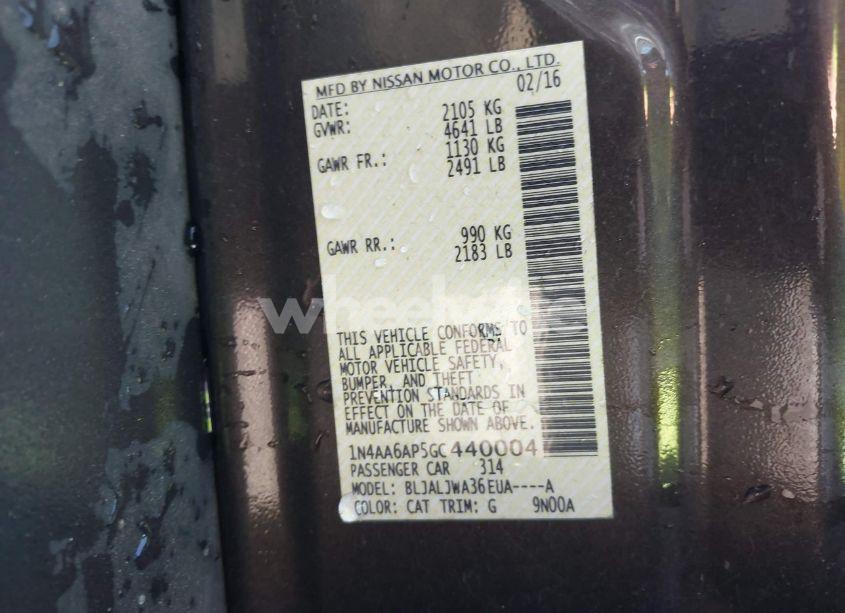 Photo 9 of 2016 Nissan Maxima 3.5 SV (VIN 1N4AA6AP5GC440004)