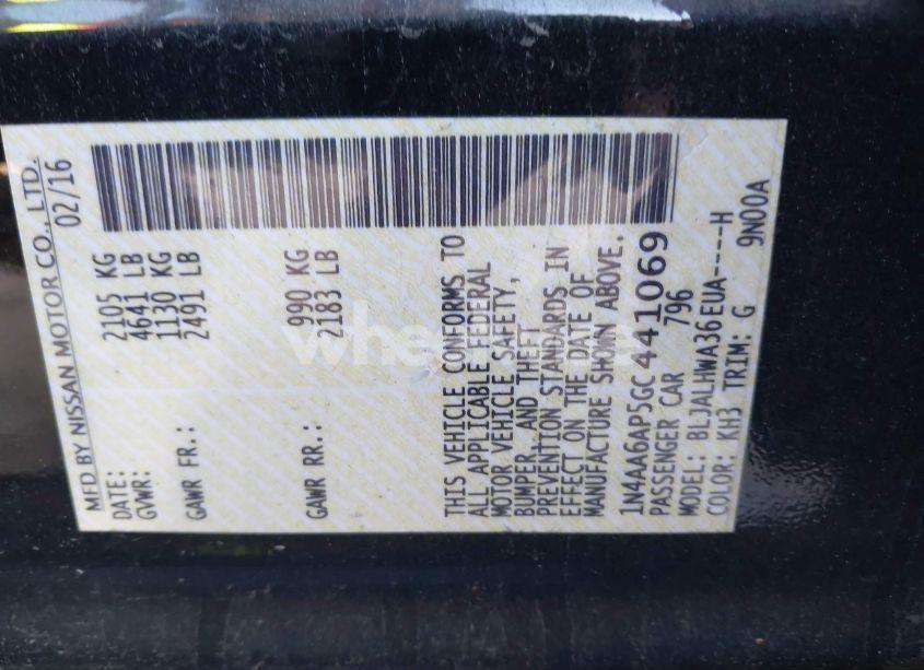 Photo 9 of 2016 Nissan Maxima 3.5 PLATINUM (VIN 1N4AA6AP5GC441069)