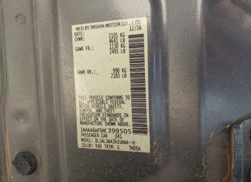 Photo 9 of 2017 Nissan Maxima 3.5 SV (VIN 1N4AA6AP5HC399505)