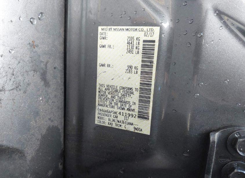 Photo 9 of 2017 Nissan Maxima 3.5 SV (VIN 1N4AA6AP5HC411992)