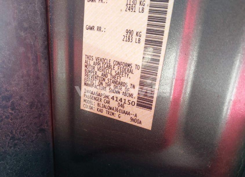 Photo 9 of 2017 Nissan Maxima 3.5 S (VIN 1N4AA6AP5HC414150)